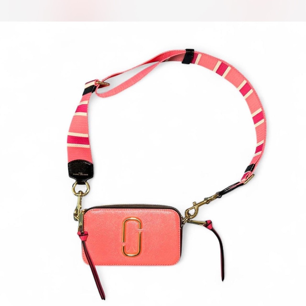 Marc Jacobs Pink Crossbody Bag with Striped Strap